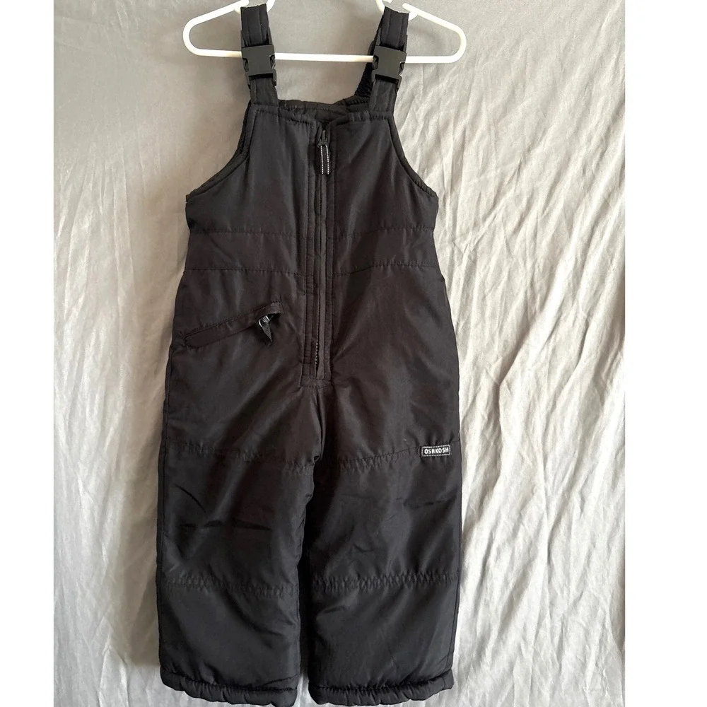 OshKosh B'gosh Snow Bibs 2T Black Gorpcore Winter Insulated Overalls Zipper